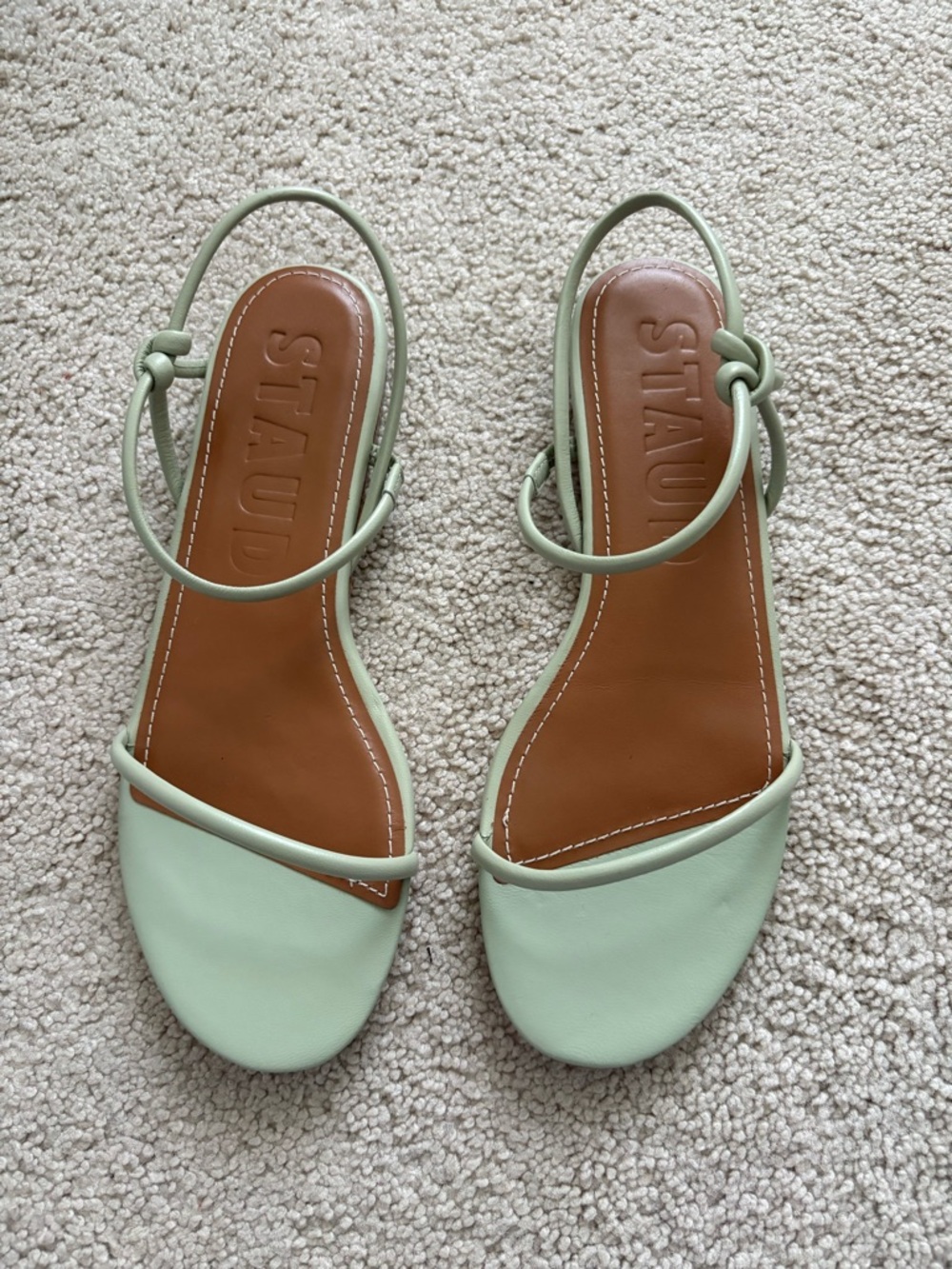 STAUD Pale Jade Strappy Leather Laurel Sandals Brand New Never Worn